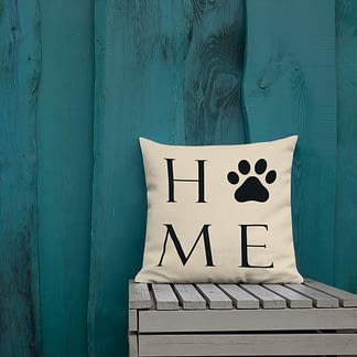 'Home' With Paw Print Pillow